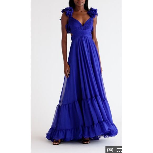 Mac Duggal 67911 Chiffon Cutout Ruffled Empire Waist Dress Size 6 NWT - Picture 5 of 13